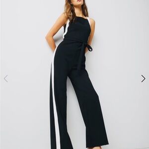 White House Black Market Black and White Contrast Jumpsuit